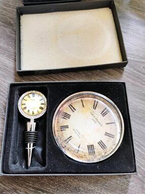 Verdici Paris France 1892 Wine Stopper & Glass Coaster Gift Set-Vintage Style